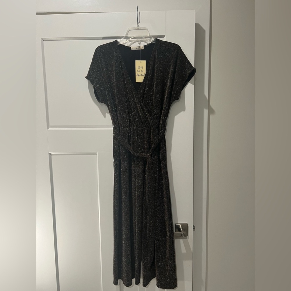 Womens Live to Be Spoiled Short Sleeve Cropped Pant Jumpsuit New with Tags